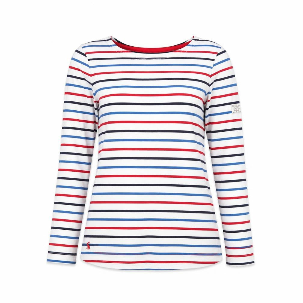 Joules Women's Multicoloured Striped Long Sleeve Cotton T-Shirt Size 8