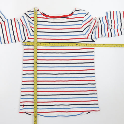 Joules Women's Multicoloured Striped Long Sleeve Cotton T-Shirt Size 8