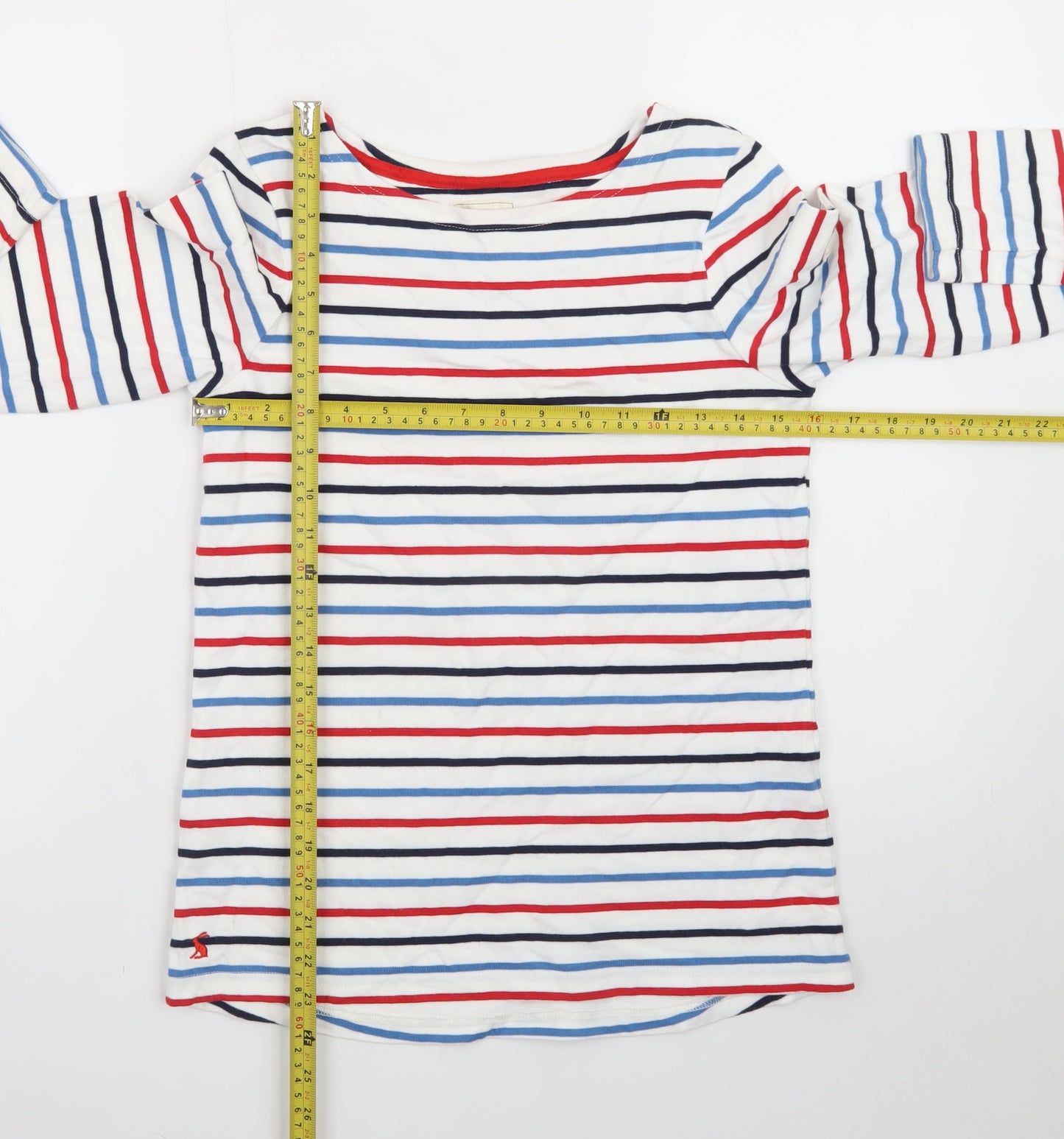 Joules Women's Multicoloured Striped Long Sleeve Cotton T-Shirt Size 8