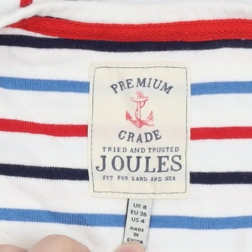 Joules Women's Multicoloured Striped Long Sleeve Cotton T-Shirt Size 8