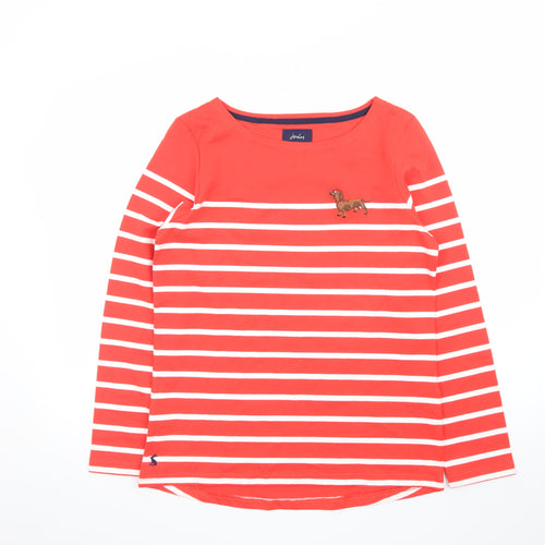 Joules Womens Red Striped Long Sleeve Cotton T-Shirt UK 10