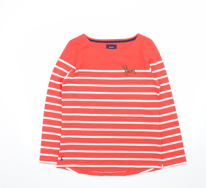Joules Womens Red Striped Long Sleeve Cotton T-Shirt UK 10