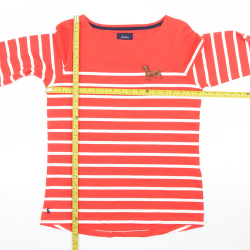 Joules Womens Red Striped Long Sleeve Cotton T-Shirt UK 10