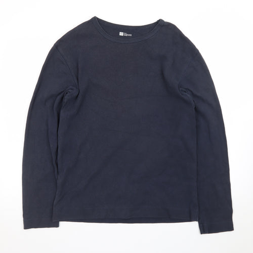 CAT Men’s Blue Long Sleeve Crew Neck Cotton T-Shirt M