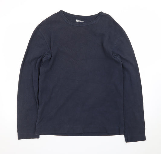 CAT Men’s Blue Long Sleeve Crew Neck Cotton T-Shirt M