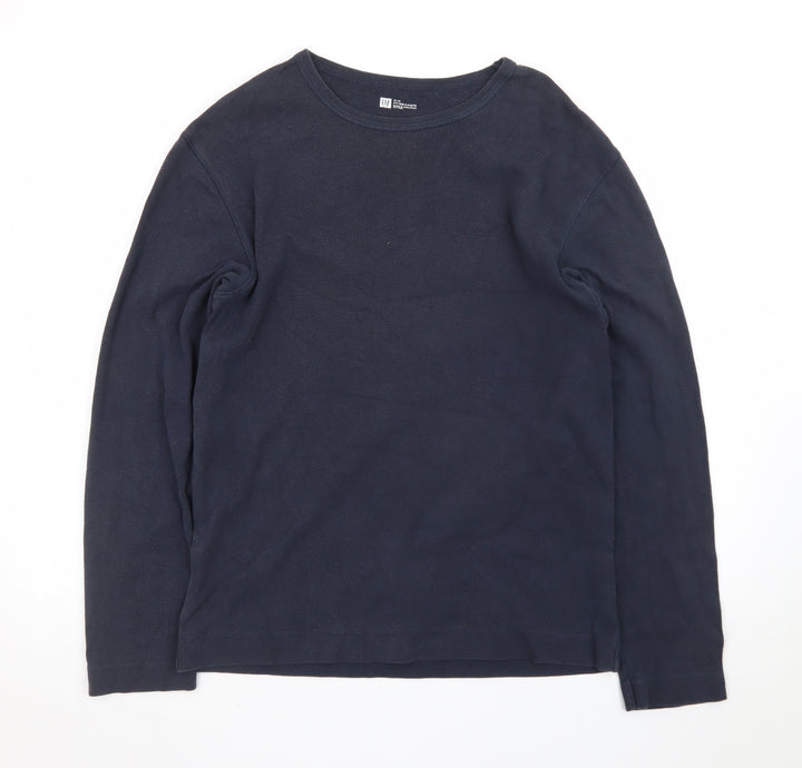 CAT Men’s Blue Long Sleeve Crew Neck Cotton T-Shirt M