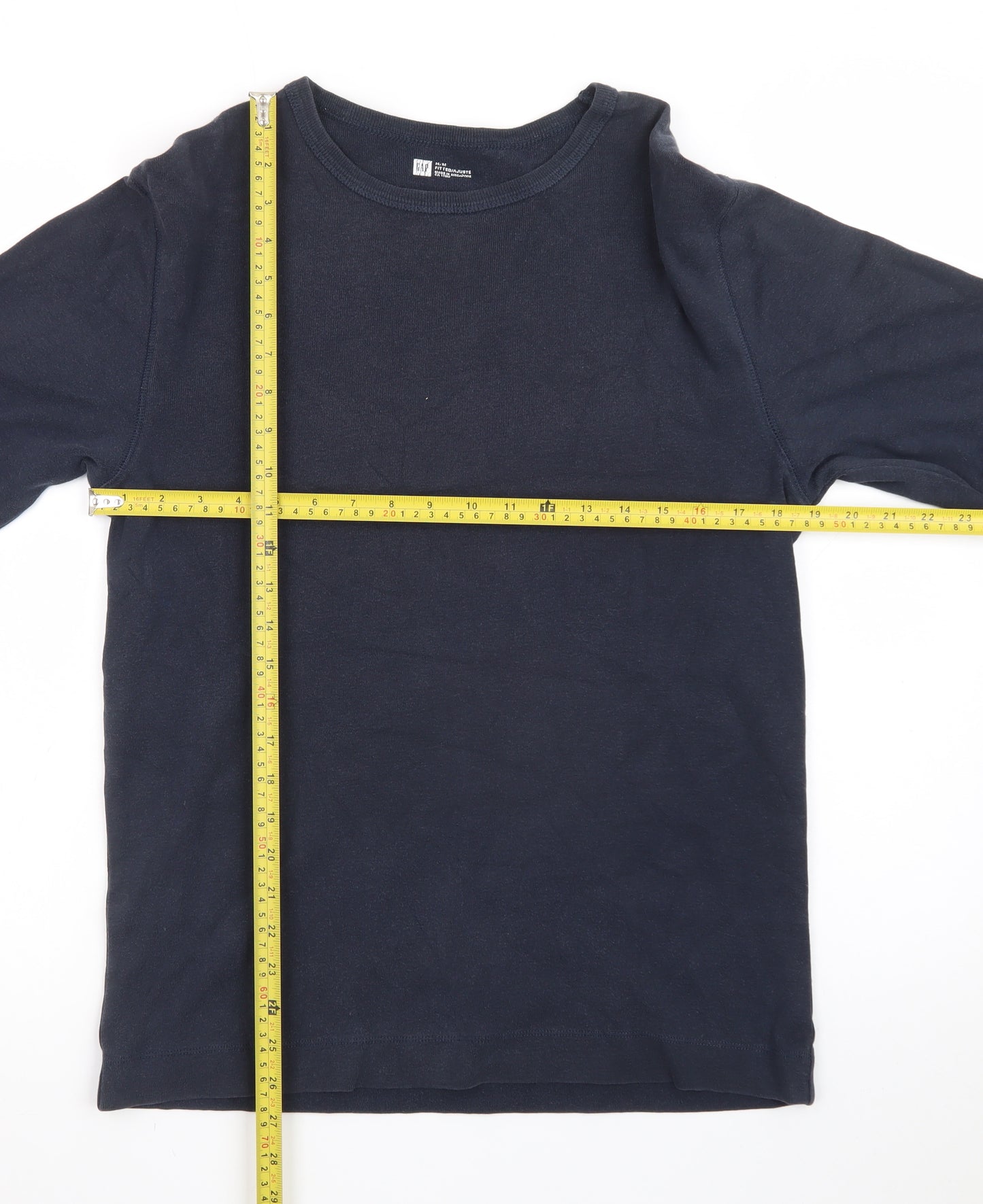 CAT Men’s Blue Long Sleeve Crew Neck Cotton T-Shirt M