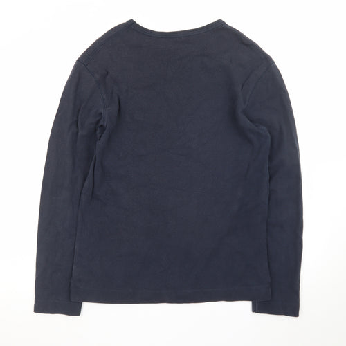 CAT Men’s Blue Long Sleeve Crew Neck Cotton T-Shirt M