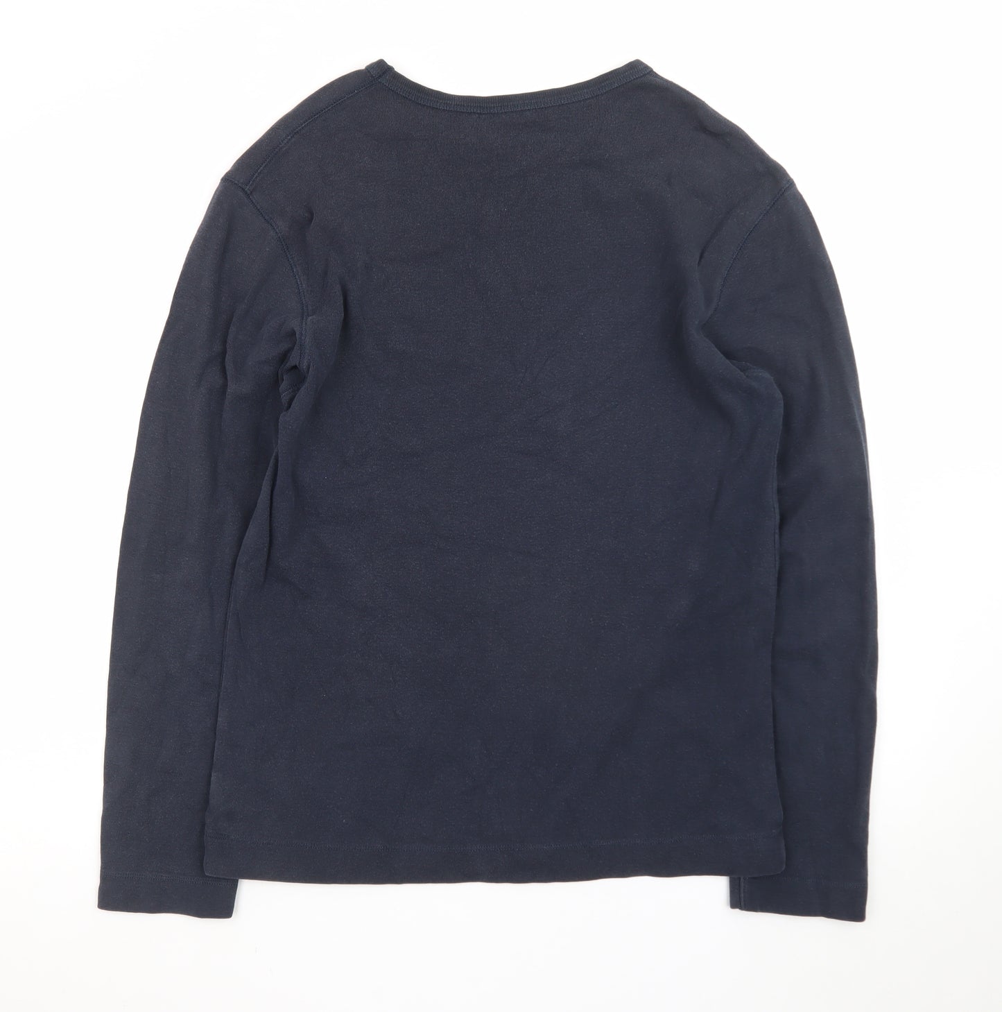 CAT Men’s Blue Long Sleeve Crew Neck Cotton T-Shirt M