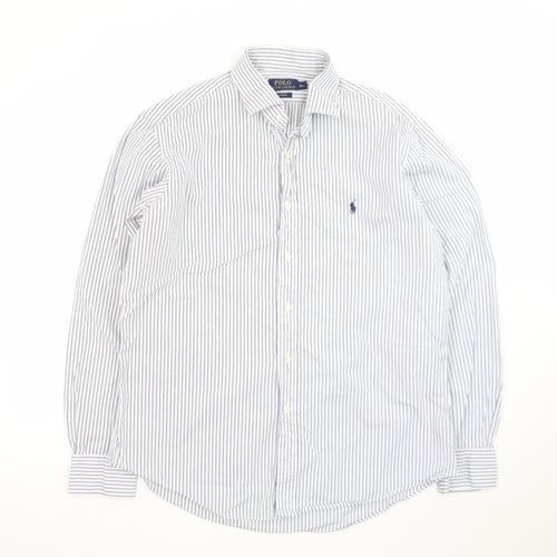 Ralph Lauren Men’s Blue Striped Custom Fit Button-Down Shirt 16.5