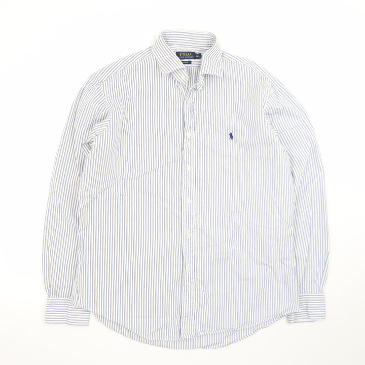 Ralph Lauren Men’s Blue Striped Custom Fit Button-Down Shirt 16.5