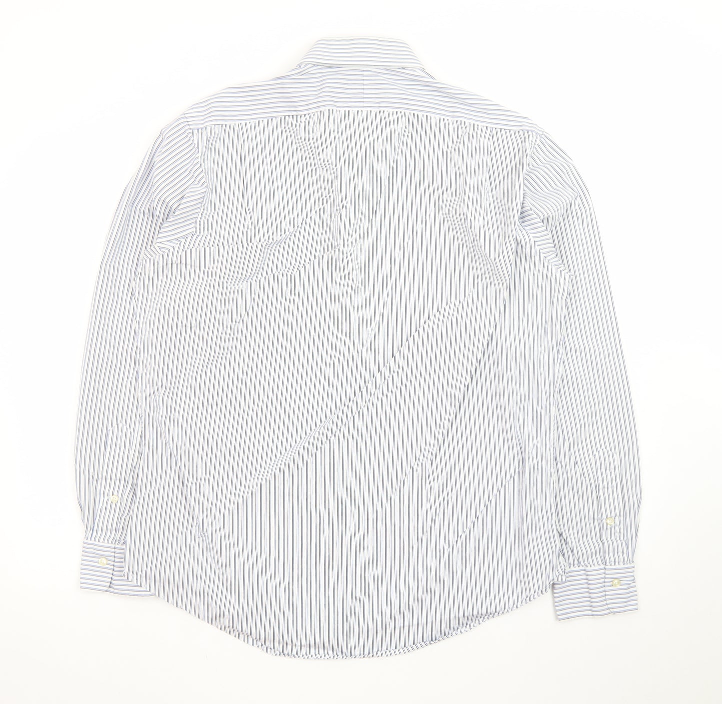 Ralph Lauren Men’s Blue Striped Custom Fit Button-Down Shirt 16.5