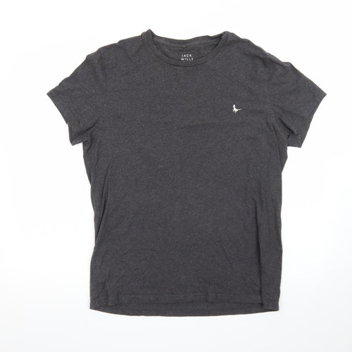 Jack Wills Men's Charcoal Crew Neck Short Sleeve T-Shirt Medium