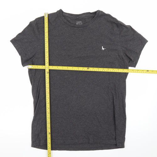 Jack Wills Men's Charcoal Crew Neck Short Sleeve T-Shirt Medium