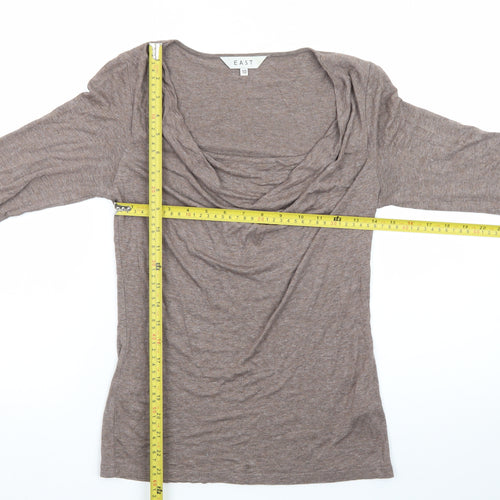 EAST Womens Brown Cowl Neck Long Sleeve Viscose Blend Blouse Size 10