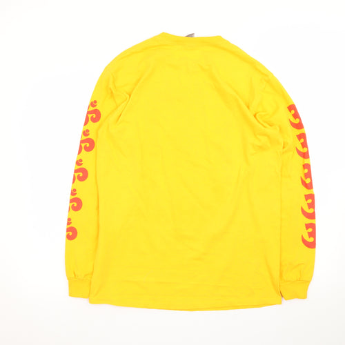 Gildan Men's Yellow Long Sleeve Sacred Electric Tattoo T-Shirt Size M