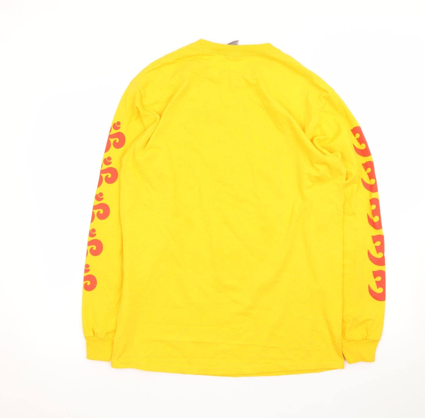 Gildan Men's Yellow Long Sleeve Sacred Electric Tattoo T-Shirt Size M