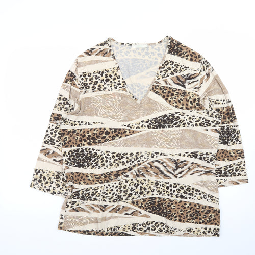 Marks and Spencer Womens Brown Animal Print Viscose Tunic Top Size 20