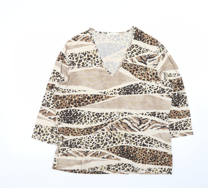 Marks and Spencer Womens Brown Animal Print Viscose Tunic Top Size 20