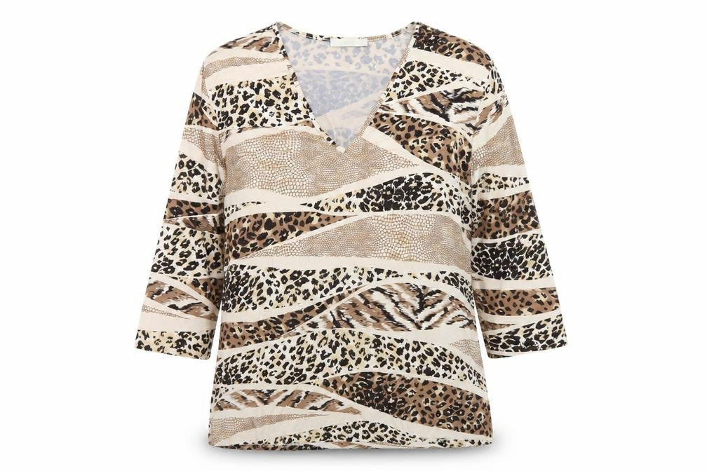 Marks and Spencer Womens Brown Animal Print Viscose Tunic Top Size 20