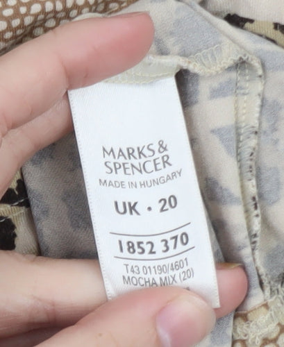 Marks and Spencer Womens Brown Animal Print Viscose Tunic Top Size 20