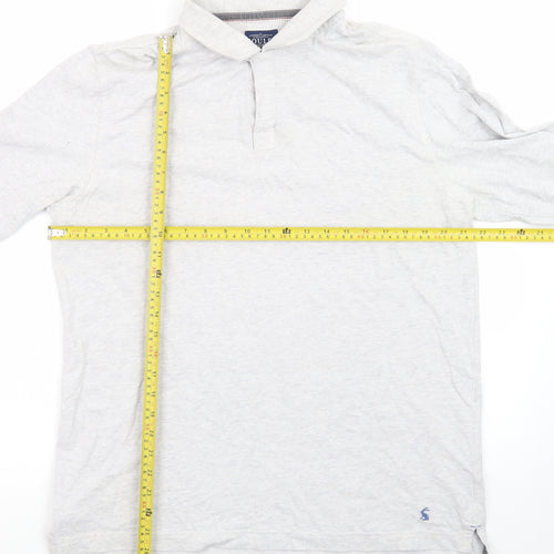 Joules Men's Grey Long Sleeve Cotton Polo Shirt Size L