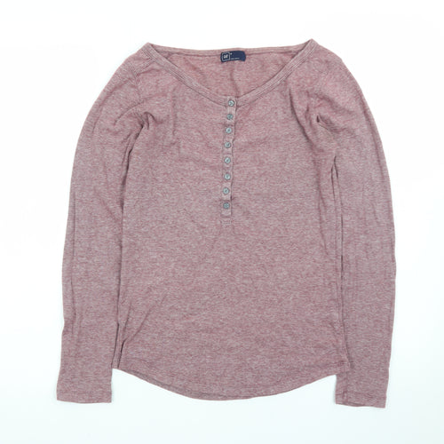 GAP Women's Pink Long Sleeve Henley Button-Up Top Size S