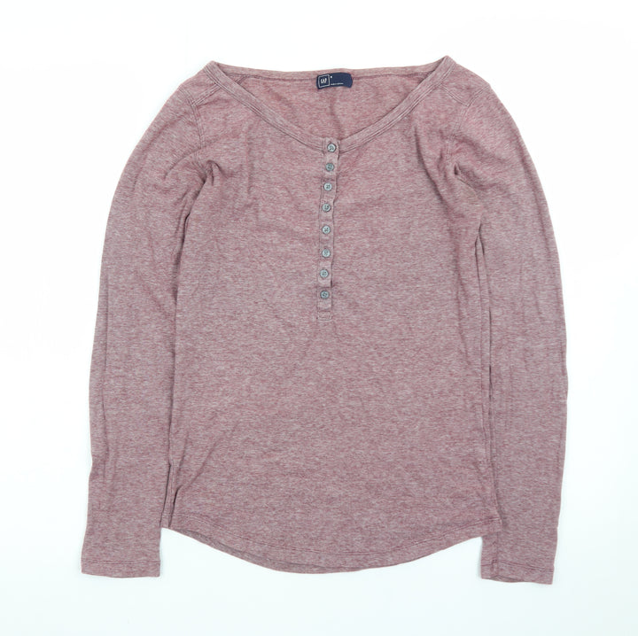 GAP Women's Pink Long Sleeve Henley Button-Up Top Size S