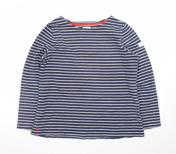 Joules Women Blue White Striped Long Sleeve Cotton Top UK 16