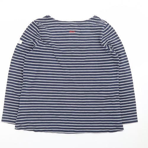 Joules Women Blue White Striped Long Sleeve Cotton Top UK 16