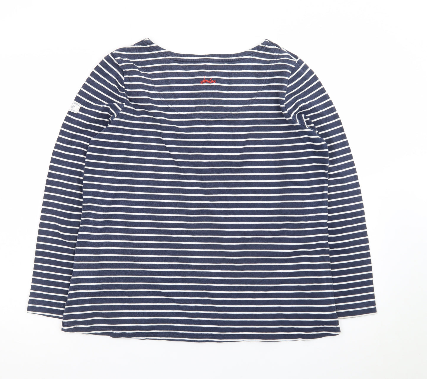 Joules Women Blue White Striped Long Sleeve Cotton Top UK 16