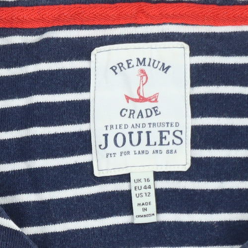 Joules Women Blue White Striped Long Sleeve Cotton Top UK 16