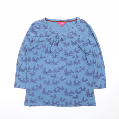 Ness Womens Blue Bird Print 3/4 Sleeve Viscose T-Shirt M