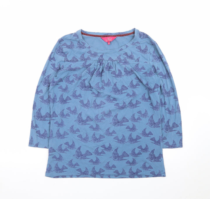Ness Womens Blue Bird Print 3/4 Sleeve Viscose T-Shirt M