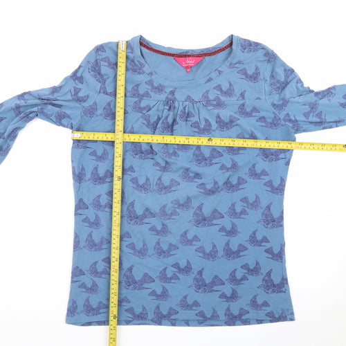 Ness Womens Blue Bird Print 3/4 Sleeve Viscose T-Shirt M