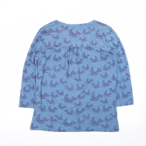 Ness Womens Blue Bird Print 3/4 Sleeve Viscose T-Shirt M