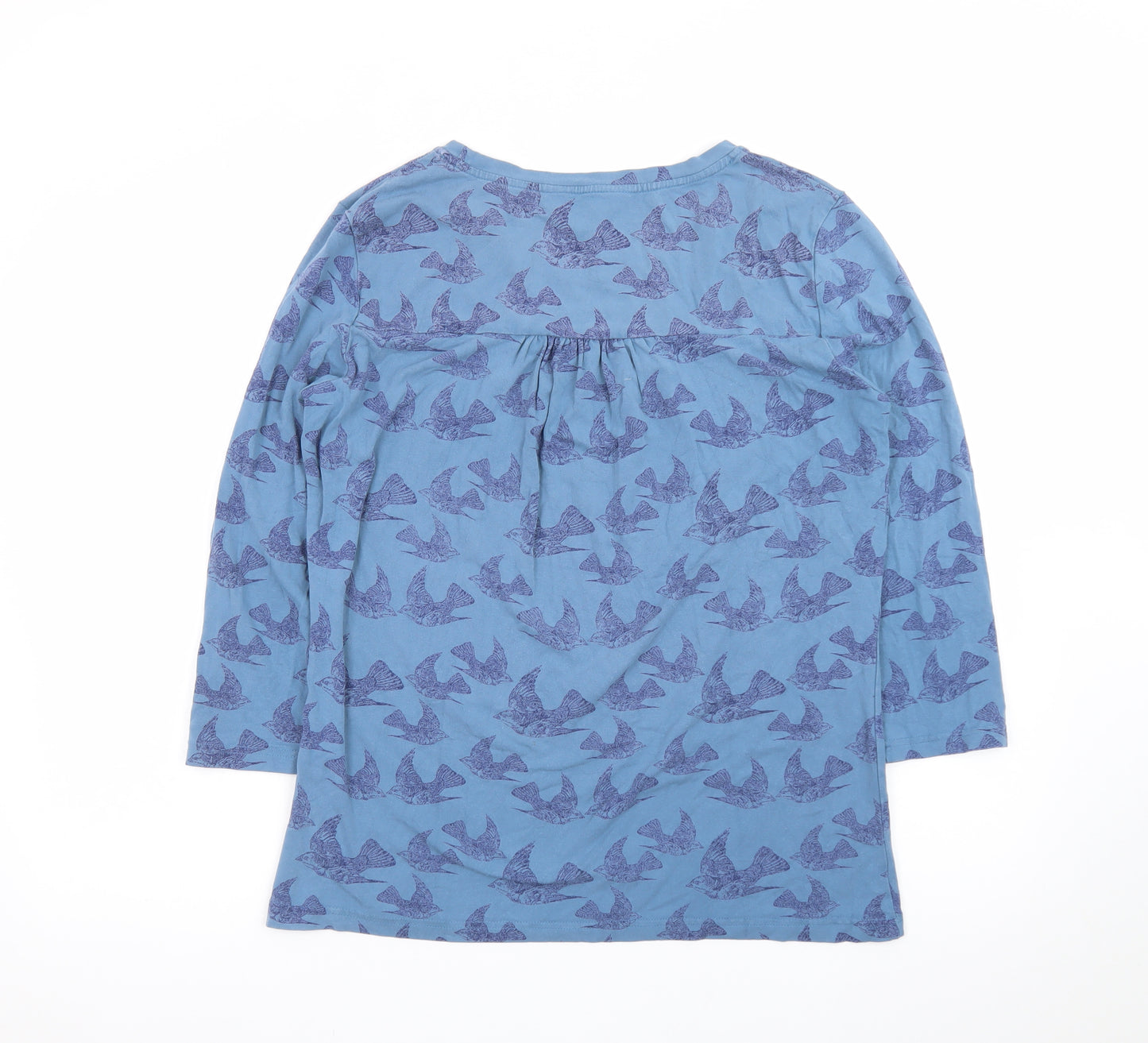 Ness Womens Blue Bird Print 3/4 Sleeve Viscose T-Shirt M