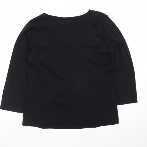 Adini Women’s Black Cotton V-Neck Pullover Jumper L
