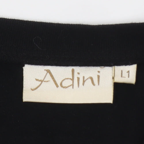 Adini Women’s Black Cotton V-Neck Pullover Jumper L
