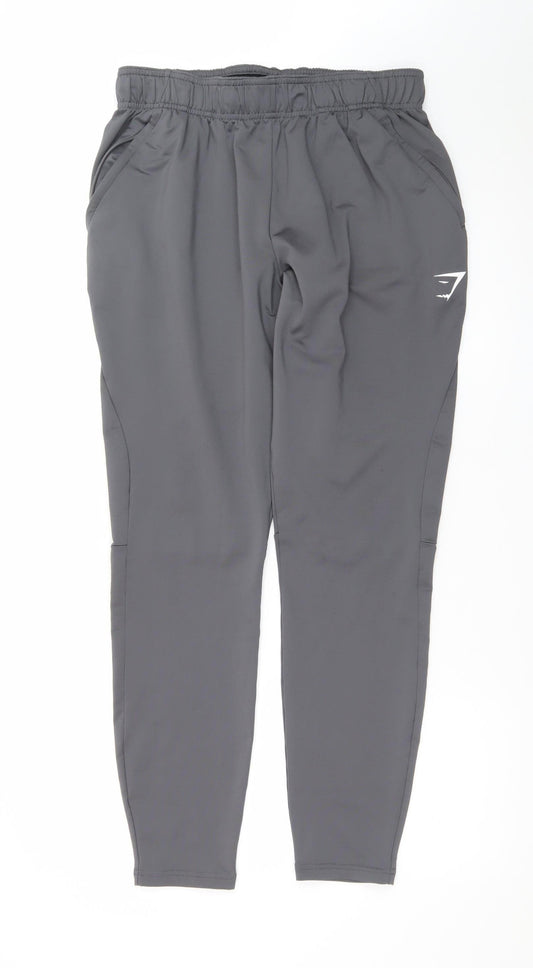 Gymshark Mens Grey Slim Fit Joggers Size M Stretch Tapered Trousers