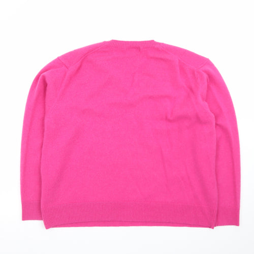 Marks and Spencer Women Pink Pure Cashmere V-Neck Jumper XL