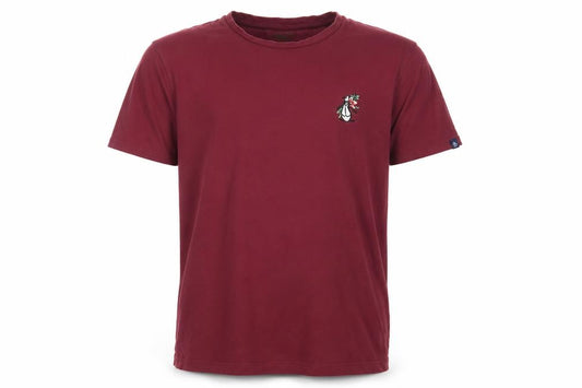 Front view of Original Penguin Men's Red Embroidered Penguin Cotton T-Shirt, size L