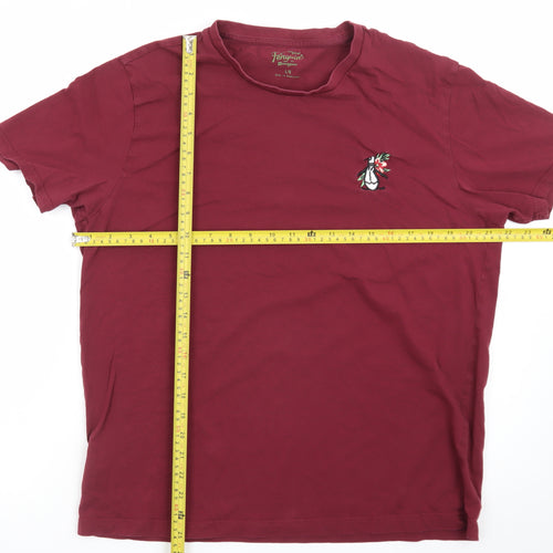 Original Penguin Men's Red Embroidered Penguin Cotton T-Shirt Size L