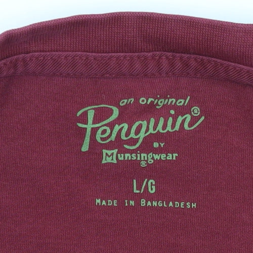 Original Penguin Men's Red Embroidered Penguin Cotton T-Shirt Size L