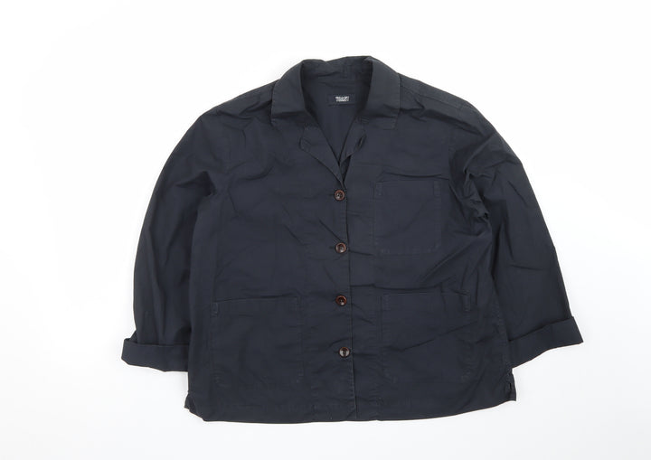 TOAST Women's Black Cotton Blazer Jacket Size 10 Single-Breasted