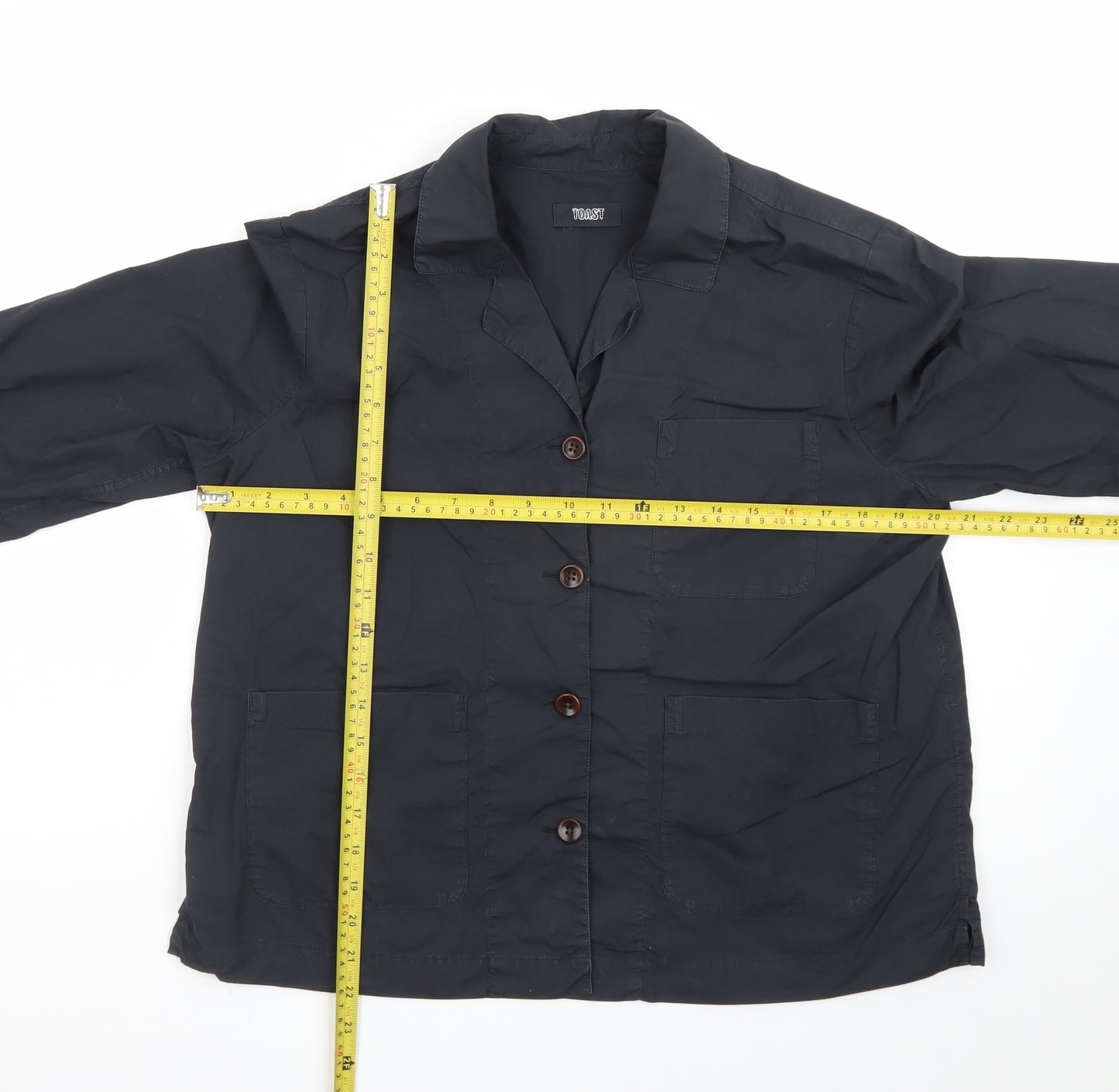 TOAST Women's Black Cotton Blazer Jacket Size 10 Single-Breasted
