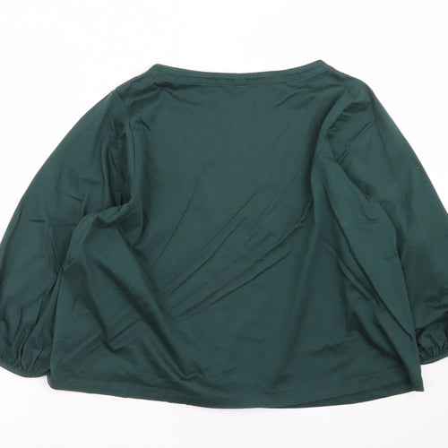 Uniqlo Women's Green Long Sleeve Cotton Blouse Size L