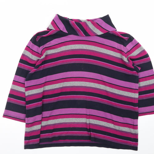 Edinburgh Woollen Mill Womens Purple Striped Cotton Tunic Top Size M