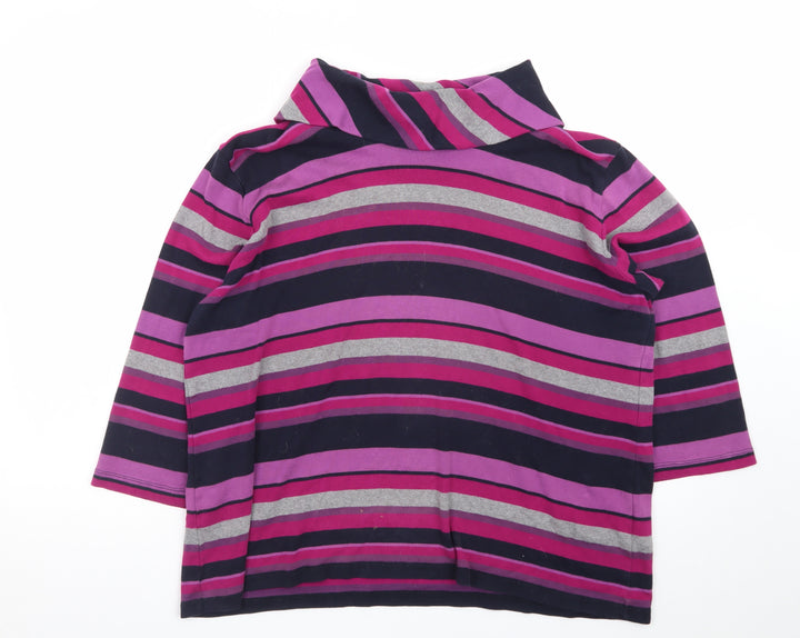 Edinburgh Woollen Mill Womens Purple Striped Cotton Tunic Top Size M