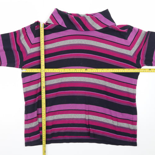 Edinburgh Woollen Mill Womens Purple Striped Cotton Tunic Top Size M